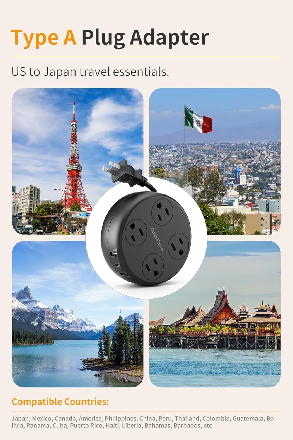 Japan travel plug adapter type A　③